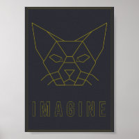 Poster de confirmação com gato amarelo origami