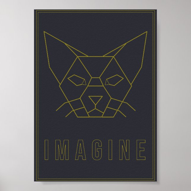 Poster de confirmação com gato amarelo origami (Frente)