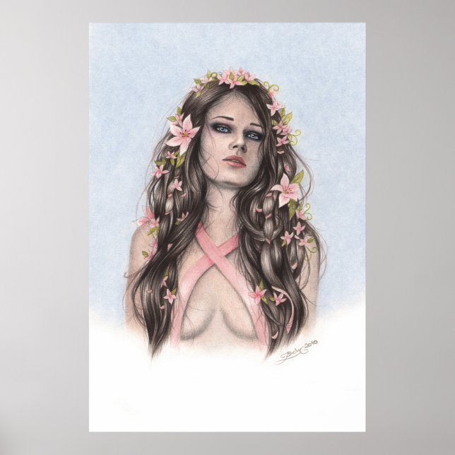 Poster de Consciência do Cancer de Esperança e Flo (Frente)