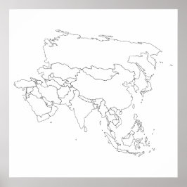 Poster de Contorno do Mapa da Ásia
