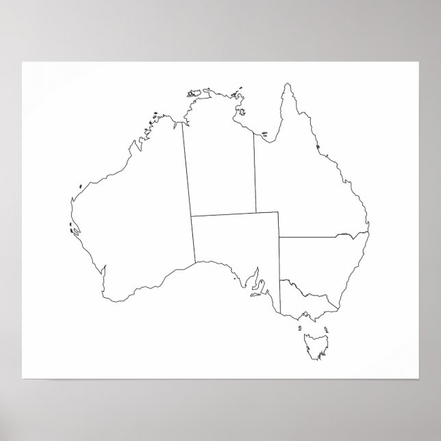 Poster de Contorno do Mapa da Austrália (Frente)