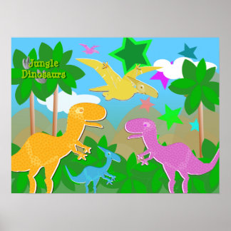Poster de cor dos dinossauros da selva