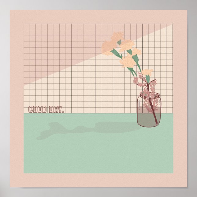 poster de cor estética do Pastel "Bom dia" (Frente)