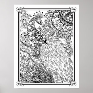 Poster de cor "Peacock majestoso da Sra. Dee"