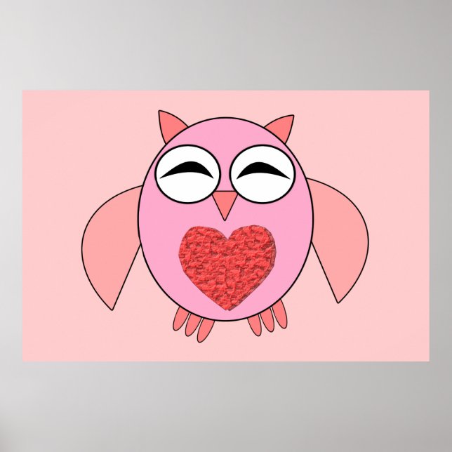 Poster de Coração de Amor Rosa (Frente)