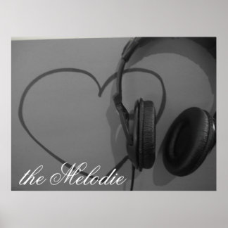 Poster de coração e Fones de ouvido