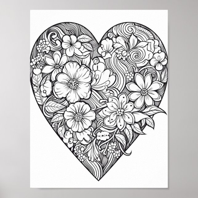 Poster de Coração Floral (Frente)