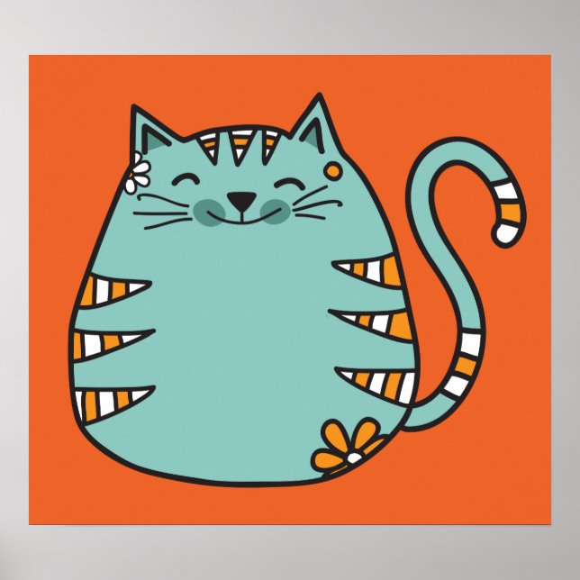 Poster de cores personalizadas para gatos felizes (Frente)