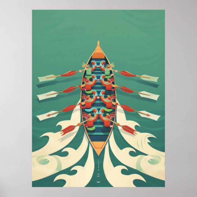 Poster de Corrida de Barcos Dragões Vibrantes (Frente)