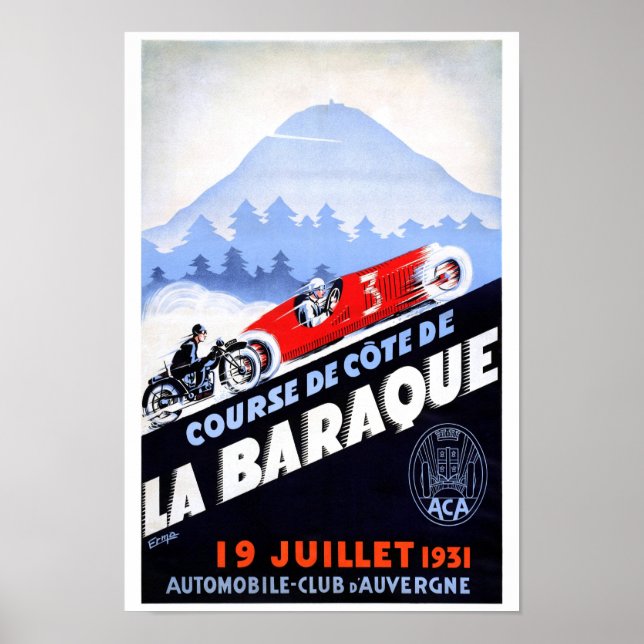 Poster de corridas de Vintage em França restaurado (Frente)