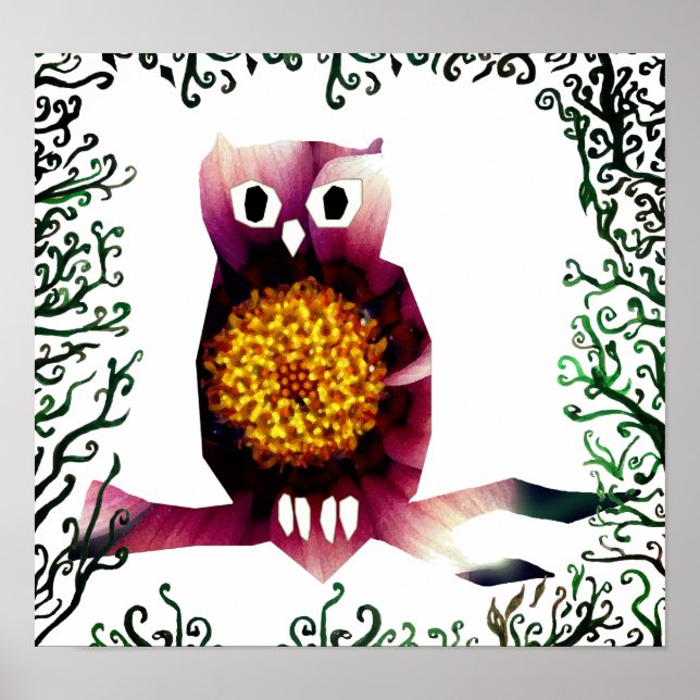 Poster de Coruja Floral (Frente)