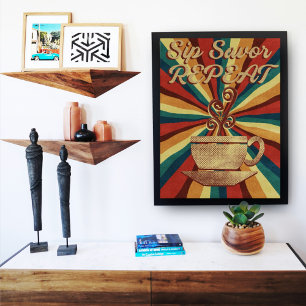 Poster de Cota do Café Retroativo - Repetição de P