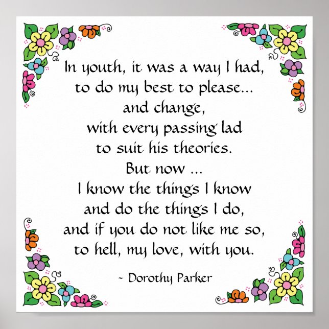 Poster de Cotação Dorothy Parker por SRF (Frente)