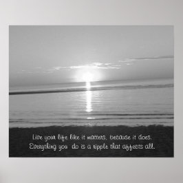 Poster de Cotação Inspiradora com Sunset de Praia