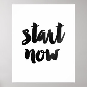 poster de Cotação Motivacional de Pincel "Inicia