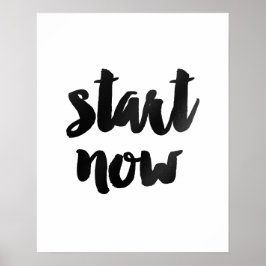 poster de Cotação Motivacional de Pincel "Iniciar 