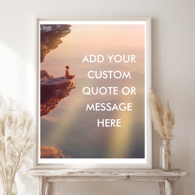 Poster de Cotação Motivacional Personalizada - Oce (Custom Motivational Quote Poster – Ocean Cliff Sun - Keep Calm - Take a Breath)