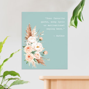 Poster de Cotação Personalizada Floral de Cor de Á