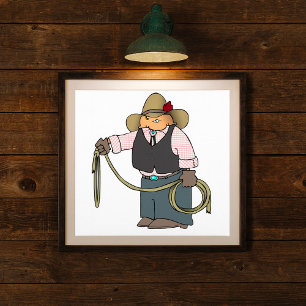Poster de Cowboy Segurando um Laço
