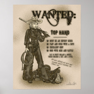 Poster de Cowgirl de Mão Superior