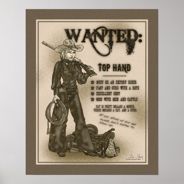 Poster de Cowgirl de Mão Superior (Frente)