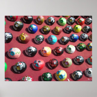 Poster de crânio colorido pintado à mão