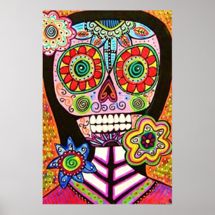 Poster de Crânio de Açúcar Rosa, de Mulher Mexi