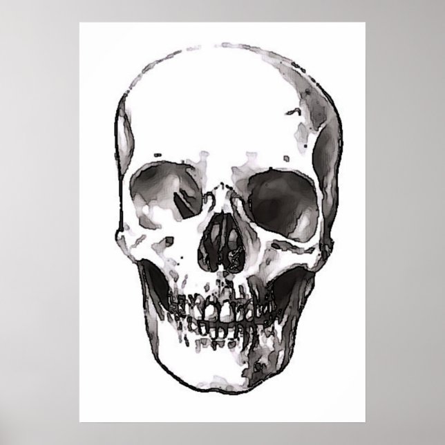 Pôster de Crânios Preto e Branco Arte Pop Posters (Frente)