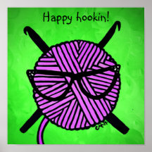 Poster de crochê de Hooket Feliz
