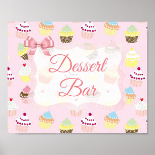 Poster de Cupcakes cor-de-rosa com sinal de Bar
