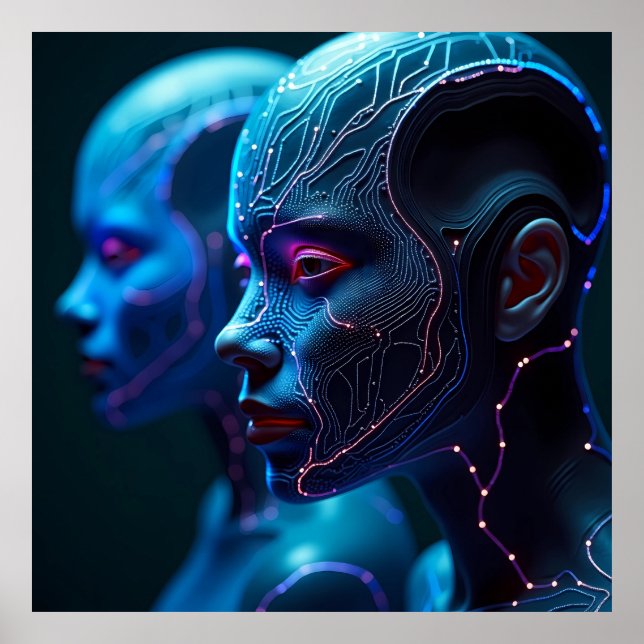 POSTER de Cyberpunk Gerado por AI - Futurístico e  (Frente)