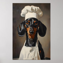 Poster de Dachshund com Chapéu de Chef, Poster de 