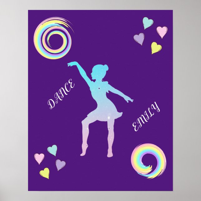 Poster de dança com corações e espirros. (Frente)