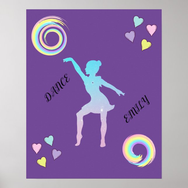 Poster de dança com corações e espirros. (Frente)