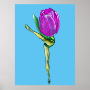 Poster de dança do Balé Ballerina Tulip - Pintura