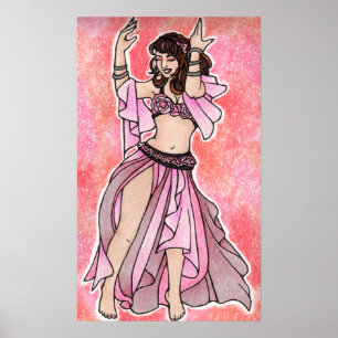 Poster de dançarina de barriga-rosa-Habibi