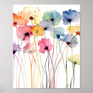 Poster de Decor de Parede Floral para Casa e Escri