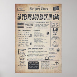 Poster de decoração de aniversário de 80, há 80 an