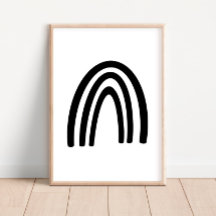 Poster de decoração de artesão do arco-íris preto/