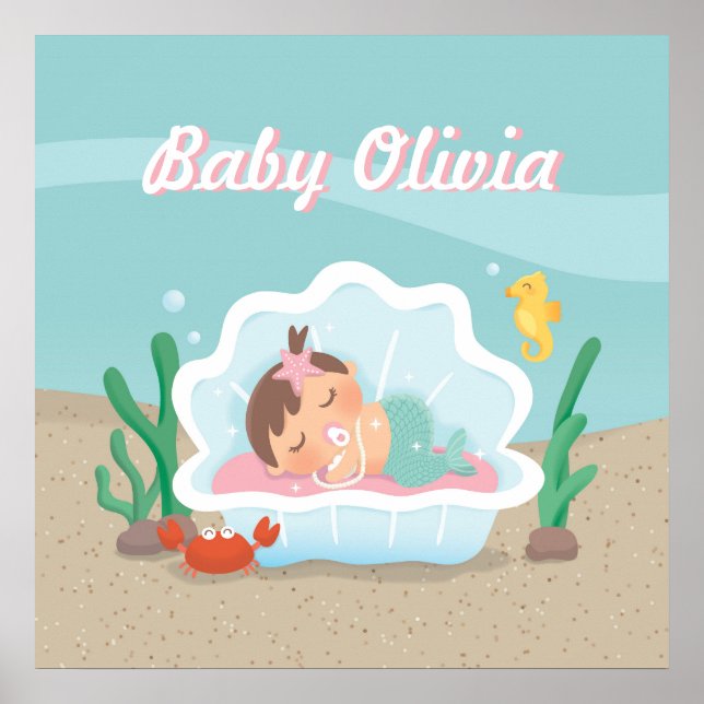 Poster de decoração de berçário de menina com sere (Frente)