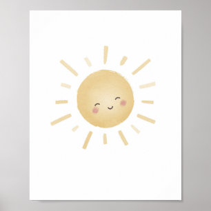 Poster de decoração de berçário neutro Sol Amarelo