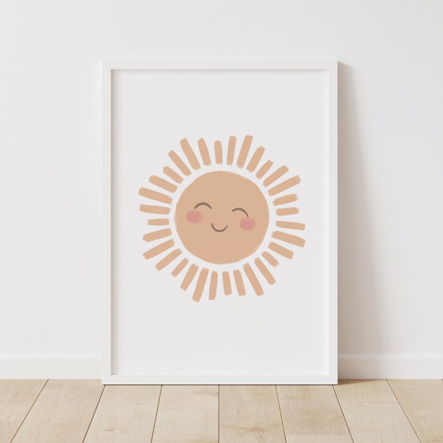 Poster de Decoração de Berçário Neutro Sol Feliz (Criador carregado)