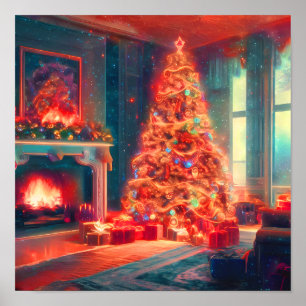 Poster de decoração de feriado em árvore de natais