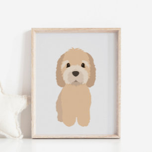 Poster de decoração do corredor de cães dourados e