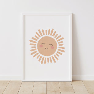 Poster de decoração neutra do sol feliz