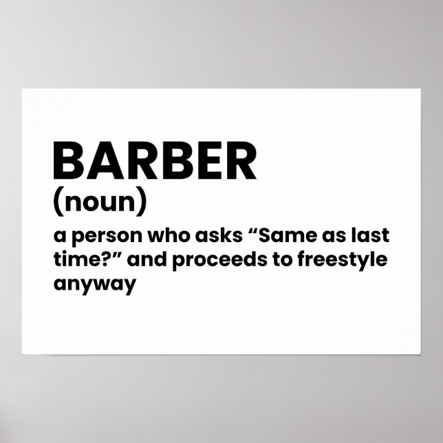 Poster de Definição Engraçado do Compro Barber (Frente)