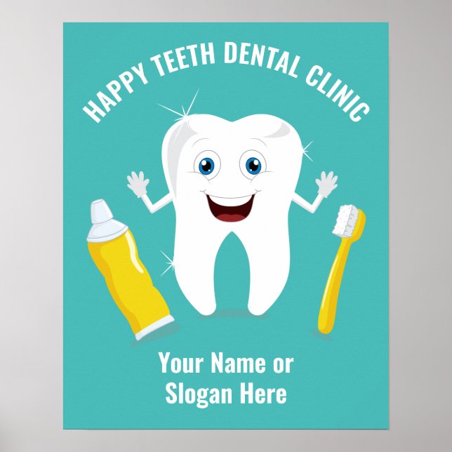 Poster de Dental de Texto Personalizado (Frente)