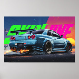 Poster de derivação de neon Skyline R34