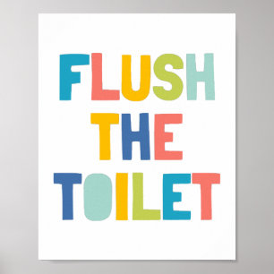 Poster Dê Descarga no Vaso, Decoração de Banheiro Infanti