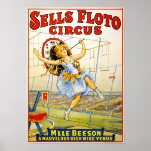 Poster de Desempenho do Circo Vintage 1921